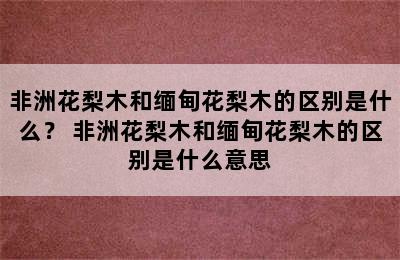 非洲花梨木和缅甸花梨木的区别是什么？ 非洲花梨木和缅甸花梨木的区别是什么意思